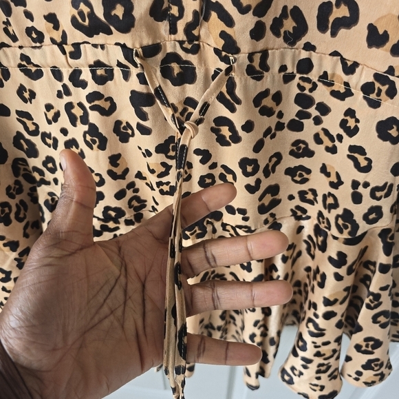 Karlie Leopard Print Popover Dress Womens Sz M Long Sleeve Tiered Drawsting - Picture 5 of 16